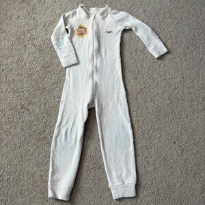 Organic cotton sherpa sleeper for toddlers, size 4T-5T. Made in USA!
